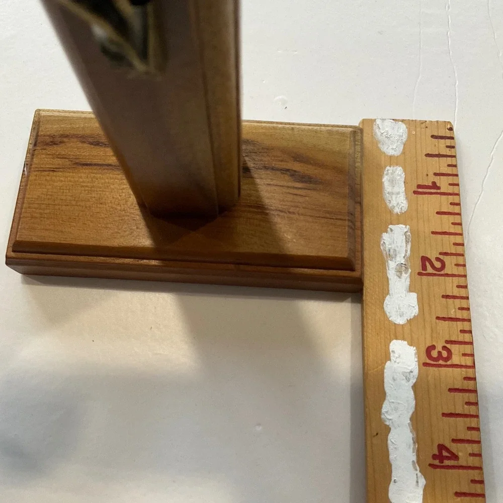 Vintage Wooden Standing Wall Crucifix Brass Corpus INRI Altar Desk Cross 11